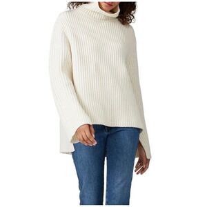 Joseph Cream 100% Ecru Wool Oversized Turtleneck Tunic Chunky Knit Sweater S